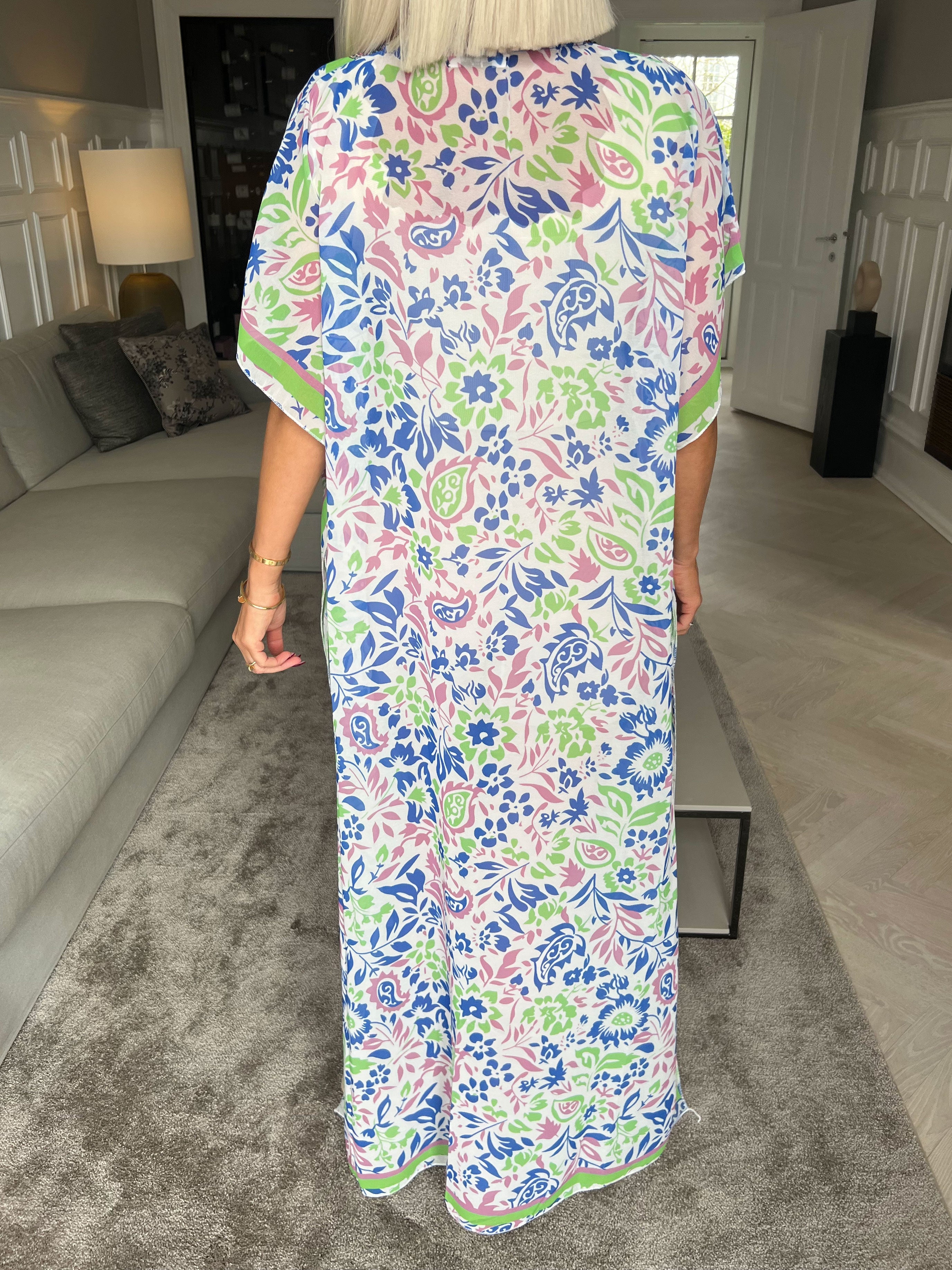 Nadia - Lang flerfarvet semi-transparent tunika